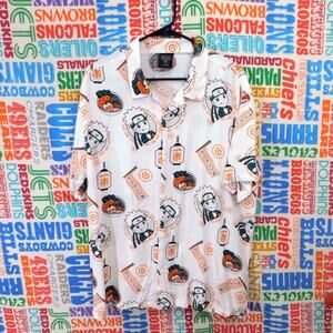 Naruto All Over Print Short Sleeve Button Down Shirt Size L White